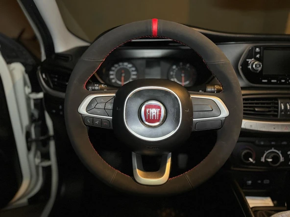 Fiat Egea Araca Özel Dikmeli Direksiyon Kılıfı 2015-2019 (NUBUK YÜZÜKLÜ) ürün görseli 1
