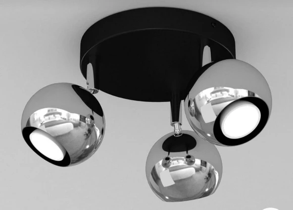 mylights spor led avize hareketli başlık panasonıc gün ışığı ampullü küre led spot üçlü   krom başlıklı ürün görseli 1
