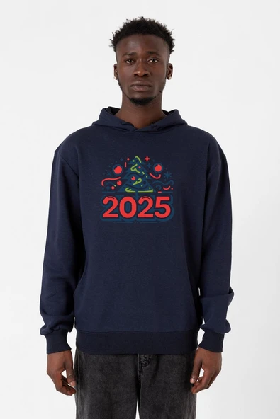 Happy New Year 2025 Essential Lacivert Erkek 3ip Kapşonlu ürün görseli 1