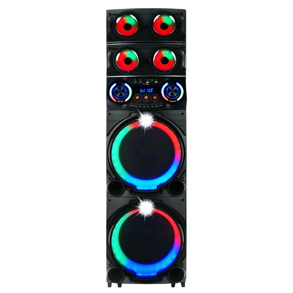 Zore GD-2126 Dijital LED Göstergeli FM Radyolu Mikrofonlu RGB TWS Çift 12 inç Stereo Bass Kablosuz Karaoke Hoparlör ürün görseli 1