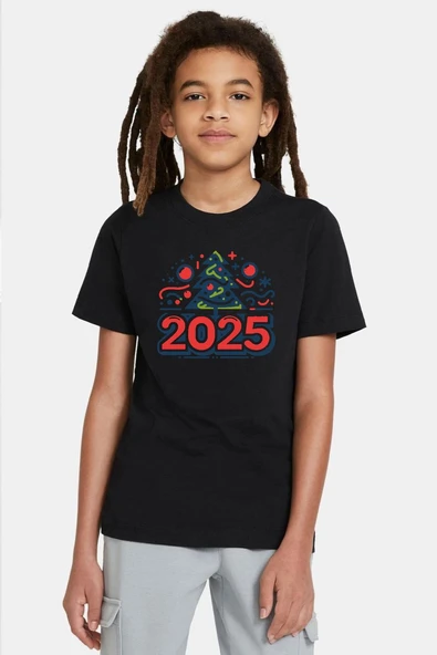 Happy New Year 2025 Essential Siyah Çocuk Tshirt ürün görseli 1