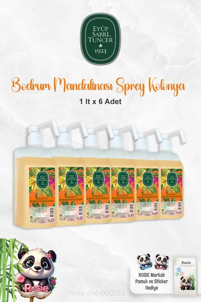 6 Adet Eyüp Sabri Tuncer Bodrum Mandalinası Sprey Başlıklı Kolonya 1 lt  ve ROSIE ürün görseli 1