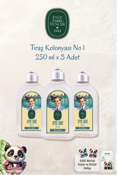 3 Adet Eyüp Sabri Tuncer Tıraş Kolonyası No:1 ve  ROSIE %100 Doğal Pamuk ürün görseli 1