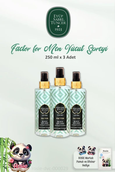 3'lü Eyüp Sabri Tuncer Body Splash Factor 250 ml ve ROSIE Pamuk 60'lı ürün görseli 1