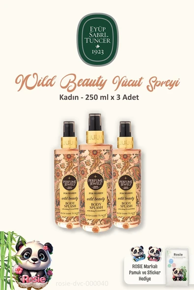 Eyüp Sabri Tuncer 3 Adet Pj Body Splash Wild Beauty 250 ml ve ROSIE Pamuk 60'lı ürün görseli 1