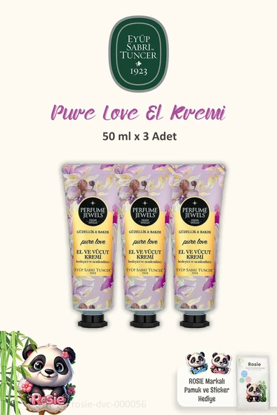 Eyüp Sabri Tuncer 3'lü Pure Love El ve Vücut Kremi 50 ml Tüp ve ROSIE Pamuk 60'lı ürün görseli 1