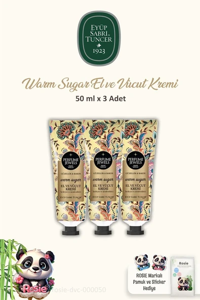 Eyüp Sabri Tuncer Pj El Ve Vücut Kremi 3'lü Warm Sugar 50 ml Tüp ve ROSIE Pamuk ürün görseli 1