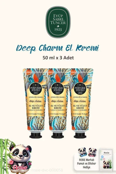 3'lü Eyüp Sabri Tunce Deep Charm El Kremi 50 ml ve ROSIE Temizleme Pamuğu 60'lı ürün görseli 1