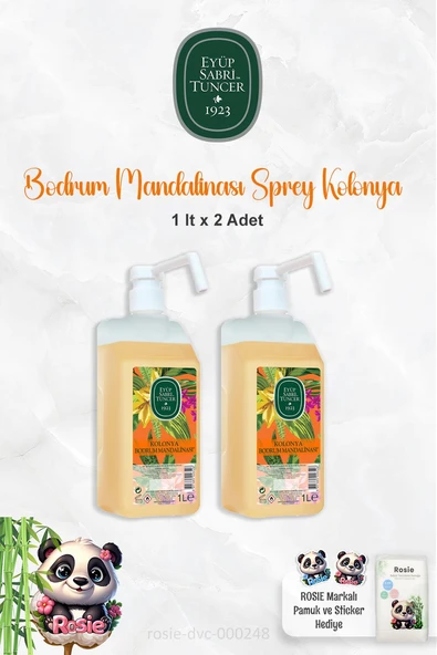 2 Adet Eyüp Sabri Tuncer Bodrum Mandalinası Sprey Başlıklı Kolonya 1 lt  ve ROSIE ürün görseli 1