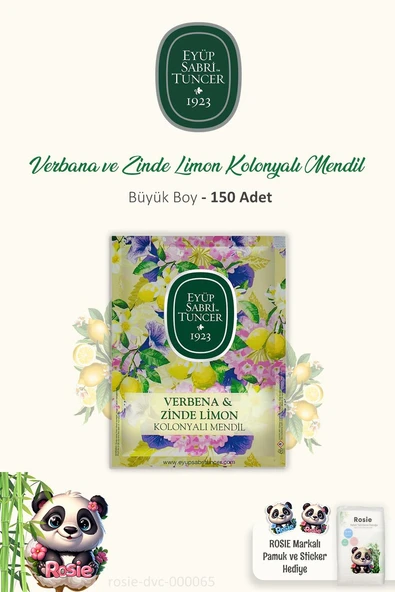 3 Paket Eyüp Sabri Tuncer Verbena & Zinde Limon Kolonyalı Mendil 50'li ve ROSIE ürün görseli 1