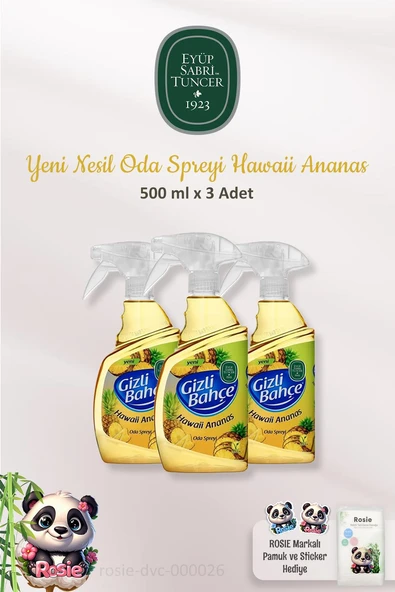 Eyüp Sabri Tuncer Yeni Nesil Oda Spreyi 3 Adet Hawaii Ananas 500 ml ve Pamuk ürün görseli 1