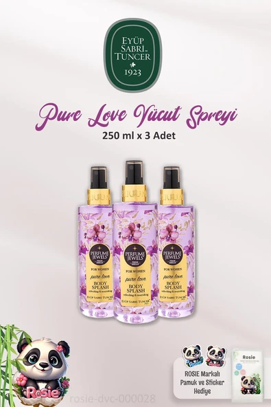 Eyüp Sabri Tuncer 3 Adet Pj Body Splash Pure Love 250 ml ve ROSIE Doğal Pamuk ürün görseli 1