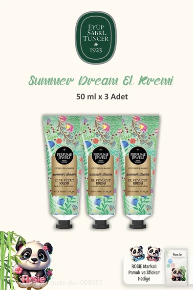 Eyüp Sabri Tuncer 3'lü Perfume Jewels Summer Dream El Kremi 50 ml ve ROSIE ürün görseli 1