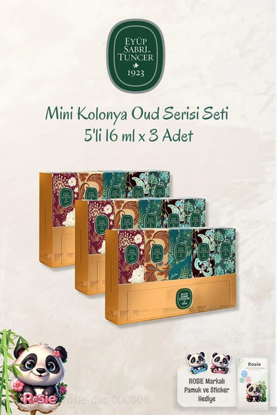 Eyüp Sabri Tuncer  3'lü Mini Kolonya Oud Serisi Seti 5'li 16 ml ve ROSIE Pamuk 60'lı ürün görseli 1