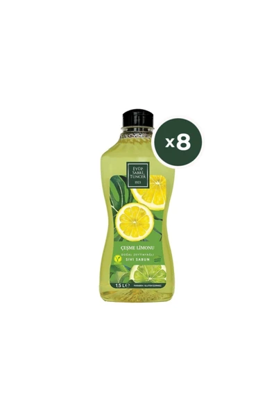 Eyüp Sabri Tuncer Doğal Zeytinyağlı Sıvı Sabun Çeşme Limonu Sıvı Sabun 1500 ml x 8 ürün görseli 1