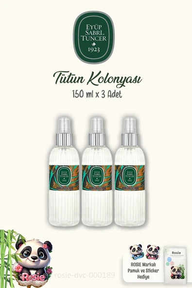 Eyüp Sabri Tuncer Tütün Kolonyası 150 ml 3 Adet ve Doğal ROSIE Pamuk ürün görseli 1