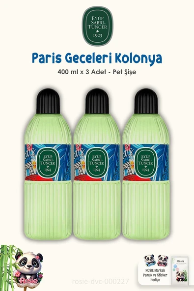 Eyüp Sabri Tuncer Paris Gecesi Kolonyası 400 ML Pet Şişe 3 Adet ve ROSIE Pamuk ürün görseli 1