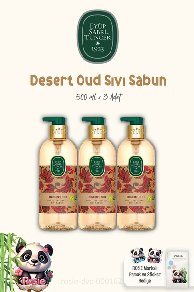 Eyüp Sabri Tuncer 3'lü Desert Oud Zeytinyağlı Sıvı Sabun 500 ml ve ROSIE Pamuk ürün görseli 1