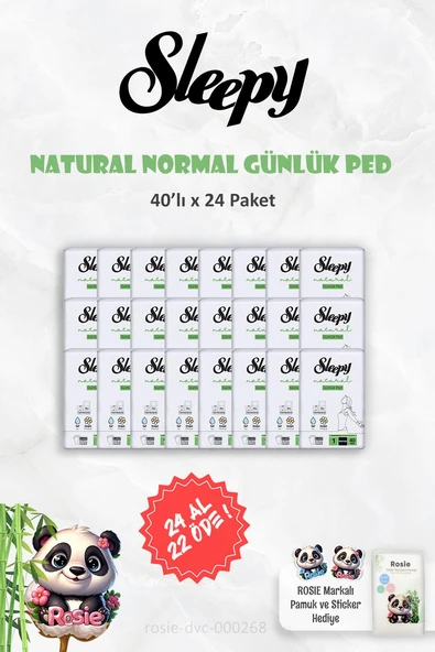 Sleepy Natural Ultra Hassas Günlük Ped 24 AL 22 ÖDE Normal 40 Adet ve ROSIE ürün görseli 1