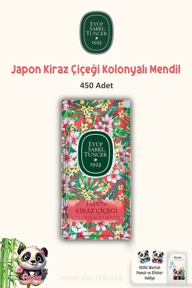 Eyüp Sabri Tuncer 3 Paket Kolonyalı Mendil Japon Kiraz Çiçeği 150'li ve ROSIE ürün görseli 1