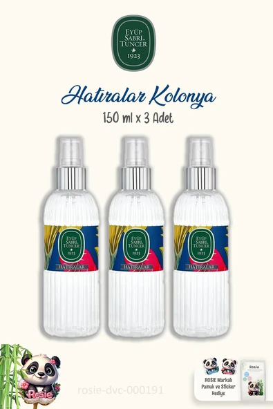 Eyüp Sabri Tuncer Hatıralar Kolonya Sprey 150 ml 3 Adet ve %100 Pamuk ROSIE ürün görseli 1
