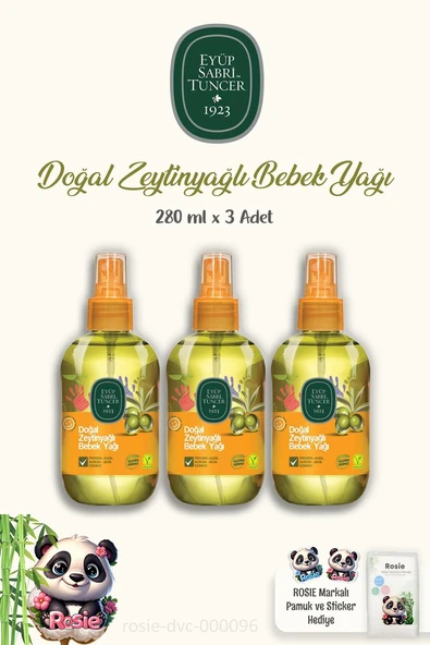 Eyüp Sabri Tuncer 3'lü Doğal Zeytinyağlı Bebek Yağı 280 ml ve 60'lı ROSIE ürün görseli 1