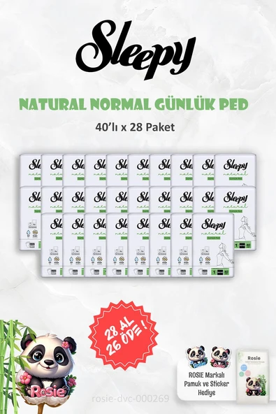 28 AL 26 ÖDE Sleepy Natural Ultra Hassas Günlük Ped Normal 40 Adet ve ROSIE ürün görseli 1