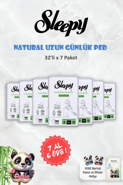 7 AL 6 ÖDE Sleepy Natural Ultra Hassas Günlük Ped Uzun 32 Adet ve ROSIE ürün görseli 1