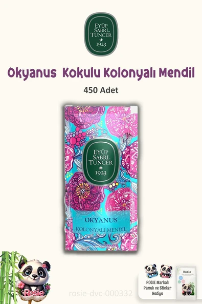 3 Paket Eyüp Sabri Tuncer Kolonyalı Mendil Okyanus 150 li ve ROSIE Pamuk ürün görseli 1