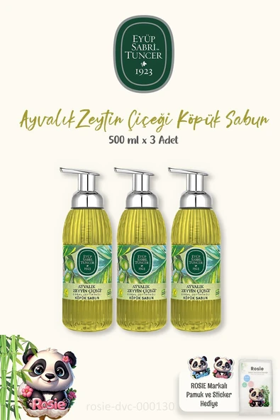Eyüp Sabri Tuncer 3 Adet  Ayvalık Zeytin Çiçeği Köpük Sabun 500 ml ve ROSIE ürün görseli 1