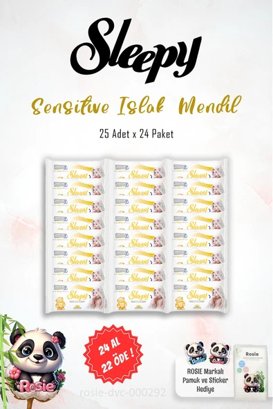 24 AL 22 ÖDE Sleepy Sensitive Islak Mendil 25'li ve 60'lı ROSIE ürün görseli 1