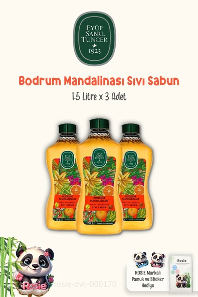 Eyüp Sabri Tuncer Bodrum Mandalinası Sıvı Sabun 1.5 lt ve Doğal ROSIE Pamuk ürün görseli 1