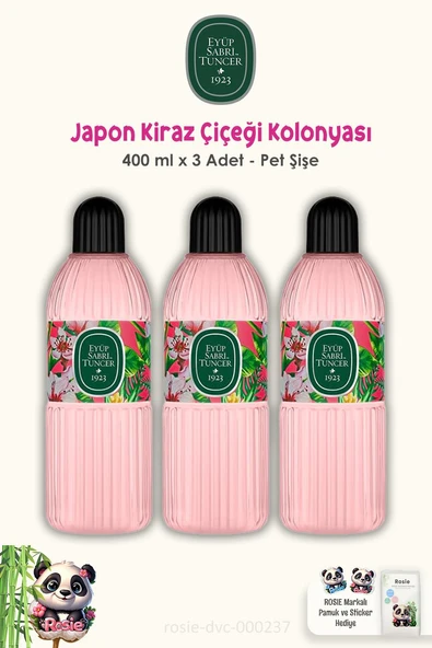 Eyüp Sabri Tuncer Japon Kiraz Çiçeği Kolonyası Pet Şişe 3'lü 400 ml ve ROSIE Pamuk ürün görseli 1