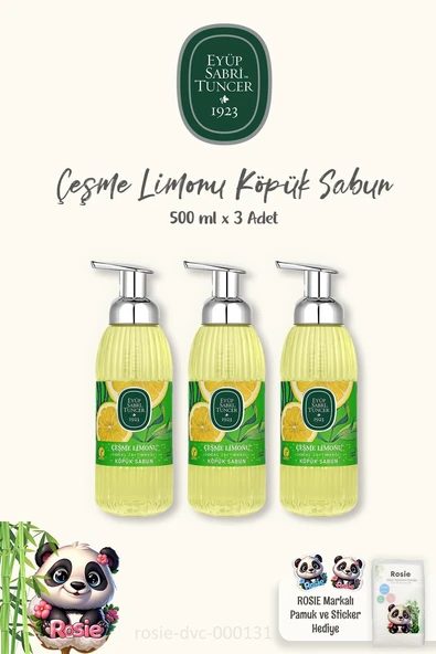 Eyüp Sabri Tuncer Çeşme Limonu Köpük Sabun 3Adet  500 ml, ROSIE Pamuk Hediye ürün görseli 1