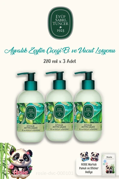 Eyüp Sabri Tuncer Ayvalık Zeytin Çiçeği Vücut Losyonu 280 ml ve 60'lı ROSIE Pamuk ürün görseli 1