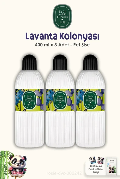 Eyüp Sabri Tuncer Lavanta Kolonyası 3Adet Silindir Pet Şişe 400 ml ve ROSIE Pamuk ürün görseli 1