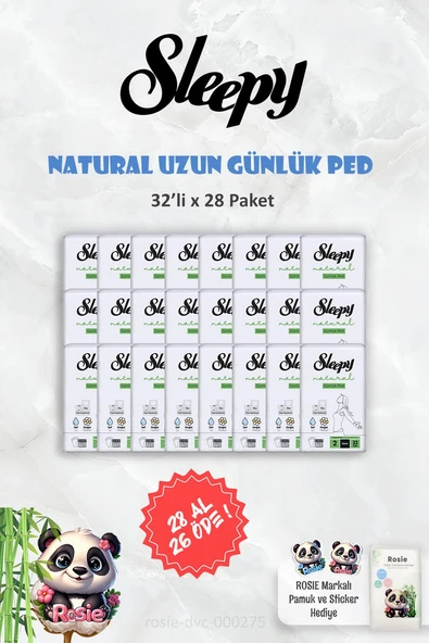 28 AL 26 ÖDE Sleepy Natural Ultra Hassas Günlük Ped Uzun 32 Adet ve ROSIE ürün görseli 1