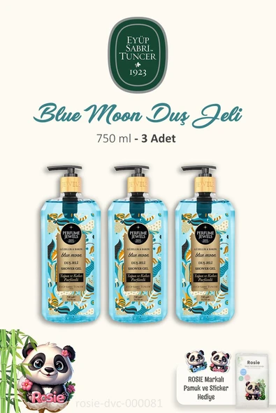 Eyüp Sabri Tuncer 3 Adet Duş Jeli 750 ml Blue Moon 60'lı Doğal Pamuk ROSIE ürün görseli 1