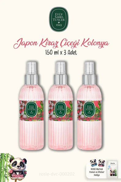 Eyüp Sabri Tuncer Japon Kiraz Çiçeği Kolonyası 150 ml 3 Adet ve ROSIE Pamuk ürün görseli 1