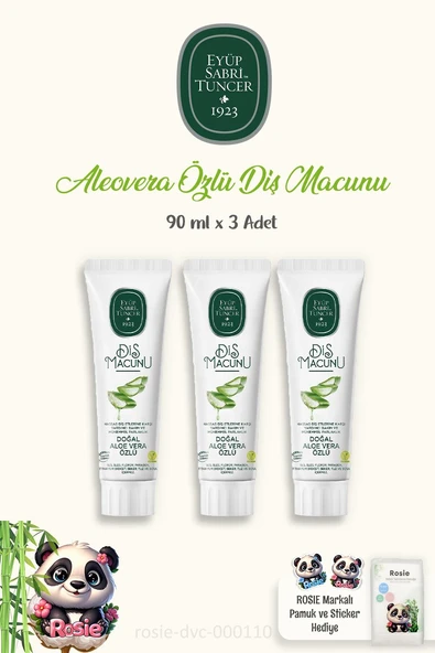 Eyüp Sabri Tuncer Diş Macunu Aloe Vera Özlü 90 ml 3 Adet ve 60'lı ROSIE Pamuk ürün görseli 1