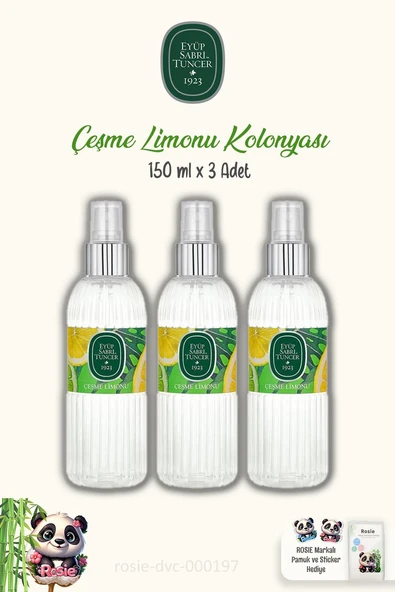 Eyüp Sabri Tuncer Çeşme Limonu 150 ml Sprey Kolonya 3 Adet ve ROSIE Pamuk ürün görseli 1