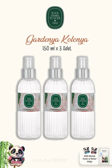 Eyüp Sabri Tuncer 3 Adet Gardenya Kolonyası 150 ml ve ROSIE Temizleme Pamuğu ürün görseli 1
