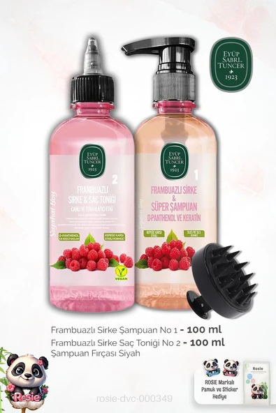 Eyüp Sabri Tuncer Sirke Şampuan Frambuazlı 100 ml, Saç Toniği 100 ml, Şampuan Fırçası ve ROSIE ürün görseli 1