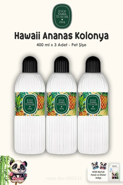 Eyüp Sabri Tuncer Hawaii Ananas Kolonya 400 ml Pet Şişe 3 Adet ve ROSIE Pamuk ürün görseli 1