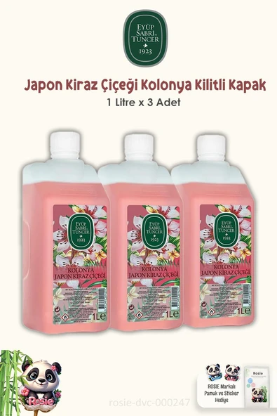 Eyüp Sabri Tuncer Japon Kiraz Çiçeği Kolonyası Yedek Şişe 3 Adet 1 lt ve ROSIE ürün görseli 1