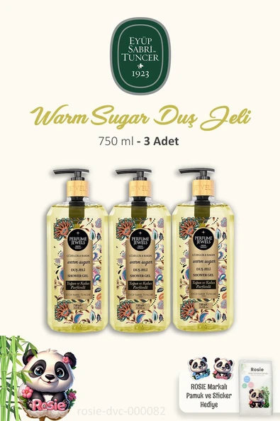 3 Adet Eyüp Sabri Tuncer Warm Sugar Duş Jeli 750 ml ve ROSIE Pamuk 60'lı ürün görseli 1