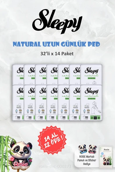 Sleepy 14 AL 12 ÖDE Sleepy Natural Ultra Hassas Günlük Ped Uzun 32 Adet ve ROSIE ürün görseli 1