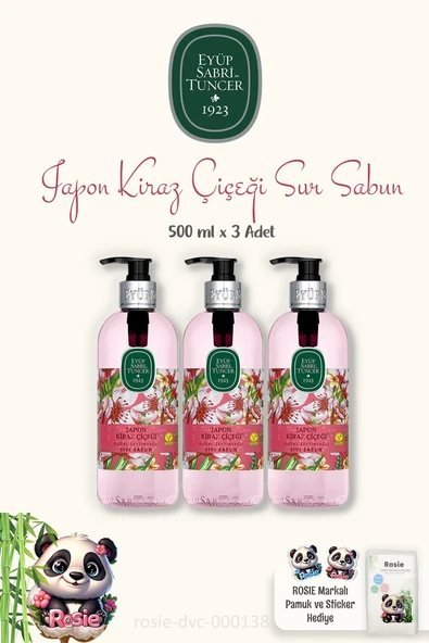 3'lü Eyüp Sabri Tuncer Japon Kiraz Çiçeği Sıvı Sabun 500 ml ve %100 Doğal ROSIE ürün görseli 1