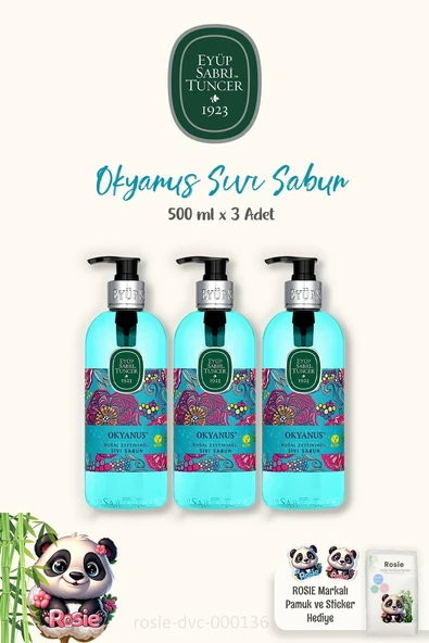 Eyüp Sabri Tuncer Zeytinyağlı Sıvı Sabun Okyanus 500 ml ve ROSIE Doğal Pamuk ürün görseli 1