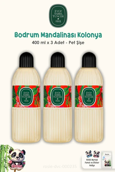Eyüp Sabri Tuncer 3'lü Bodrum Mandalinası Kolonyası Pet Şişe 400 ml ve ROSIE ürün görseli 1